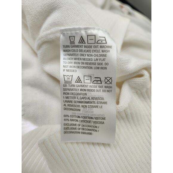 Belle Beach by Kim Gravel Flamingo Embellished Sweater Large White Short Sleeve - Picture 7 of 9